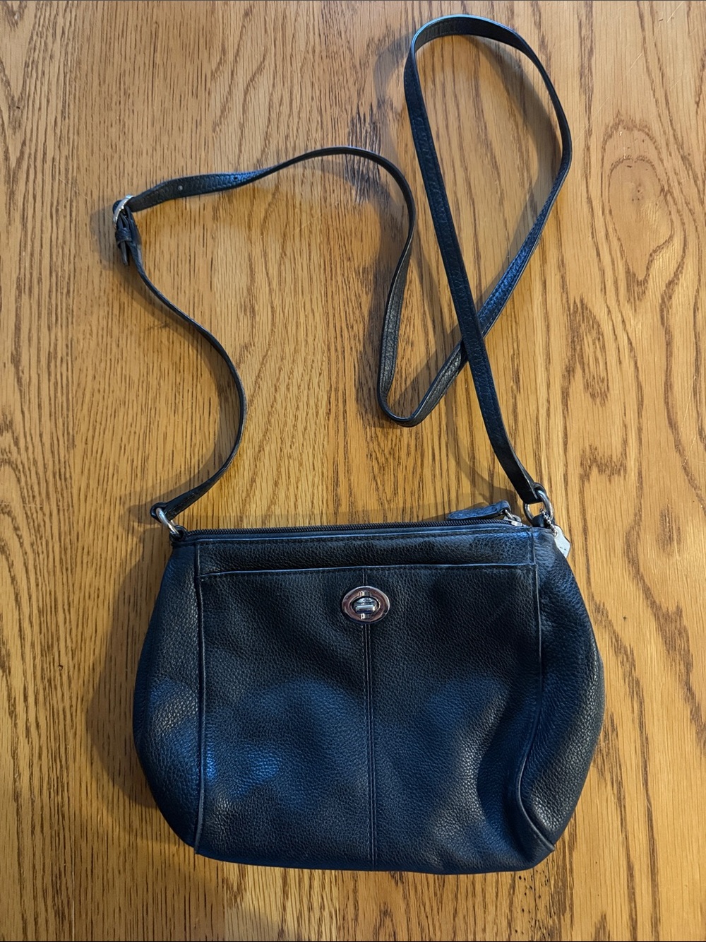 Coach Black Pebbled Leather Crossbody with Turnlock